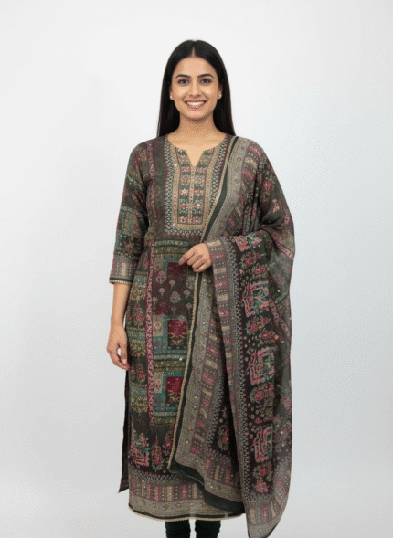 Multicolor Digital Print Embroidered Suit | Punjabi Threads