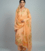 Pure Viscose Organza Handblock Printed Apricot Peach Suit Set