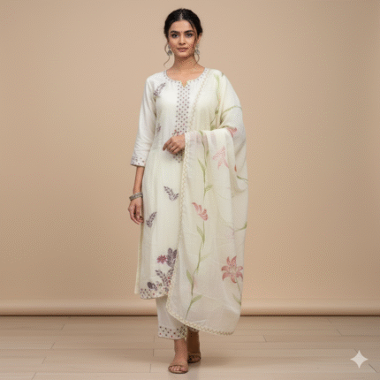 Cotton Muslin Banarasi Cream