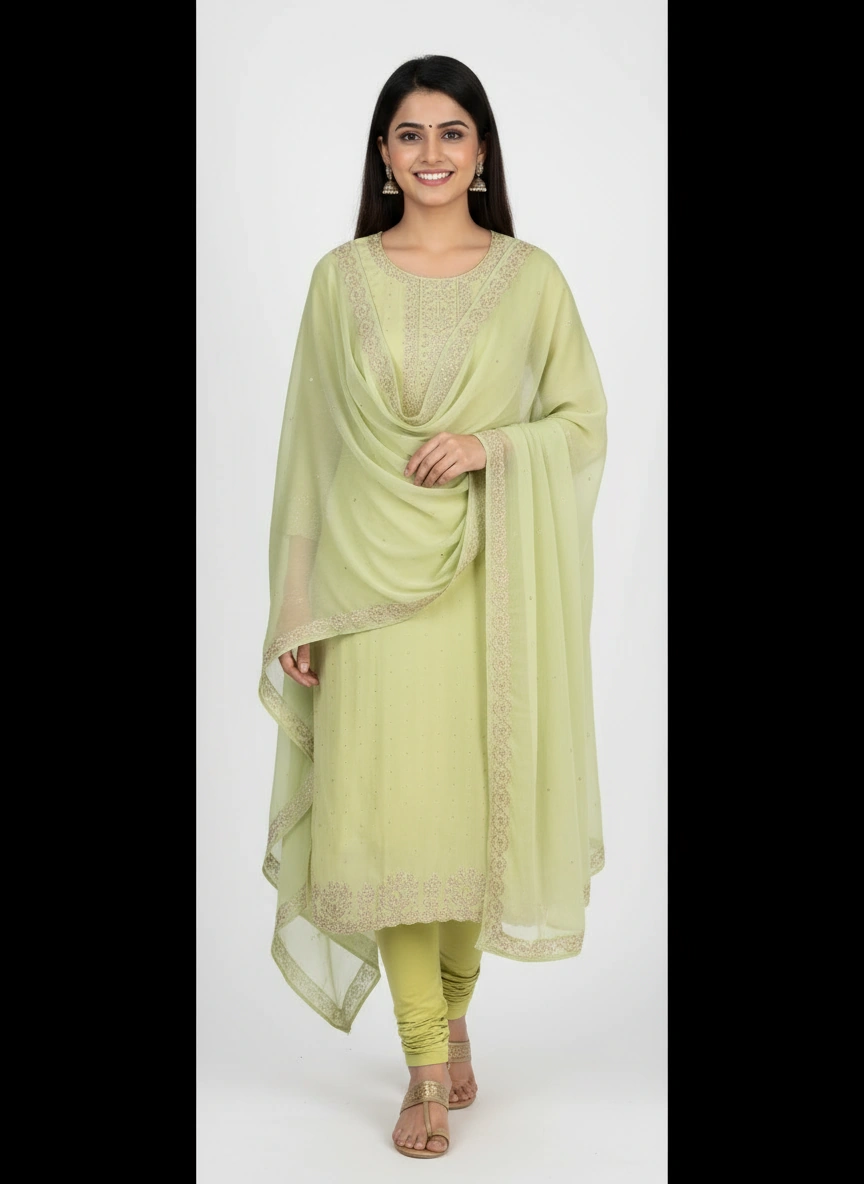 Pistachio Green Embroidered Suit Set | Punjabi Threads Pistachio Green Embroidered Suit Set | Punjabi Threads
