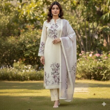 Linen Cotton Suit Soft Floral Elegance