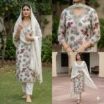 glass print suit set pastel floral glow