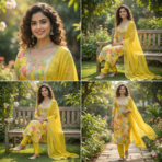Maslin Print Suit Set – Yellow Tropical Bloom - Image 2