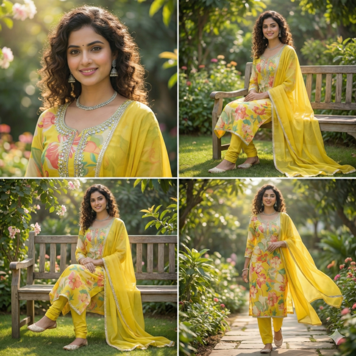 Maslin Print Suit Set – Yellow Tropical Bloom - Image 2