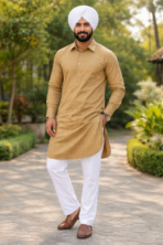 Elegant Beige Punjabi Kurta Pajama for Men - Festive Wear
