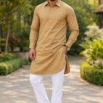 Elegant Beige Punjabi Kurta Pajama for Men - Festive Wear
