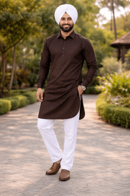 Elegant Brown Kurta Pajama for Men - Festive Wear