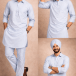 Premium Ice Blue Punjabi Kurta Pajama for Men - Festive Wear