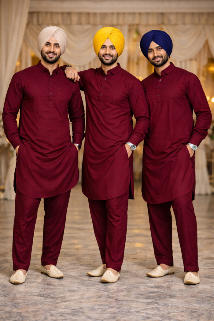 Royal Maroon Kurta Pajama for Men - Festive Ethnic Wear