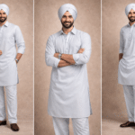 Premium Light Grey Punjabi Kurta Pajama for Men - Festive Wear