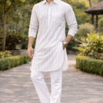 white striped Punjabi kurta pajama for men