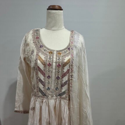 Chinon Embroidered Anarkali Suit | Punjabi Threads