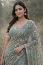 pure chinon saree
