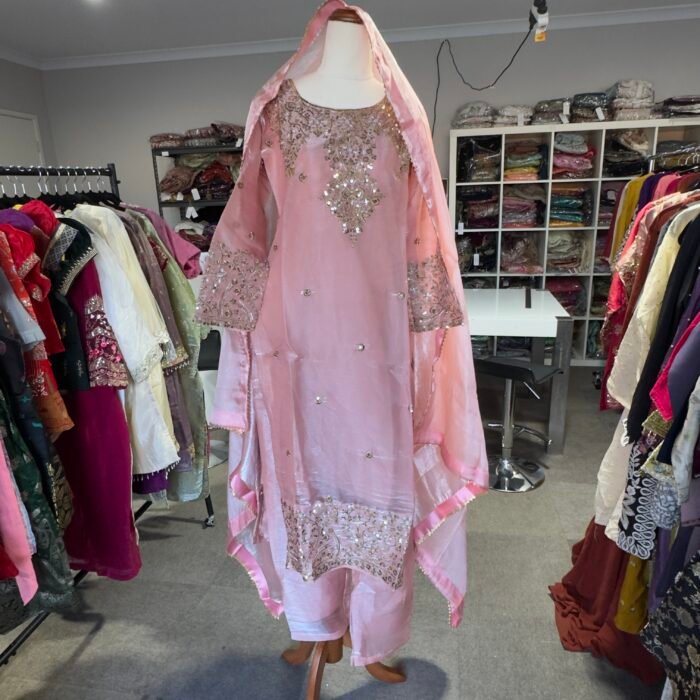 Embroidered Pink Readymade Dress - Punjabi Threads product image 5