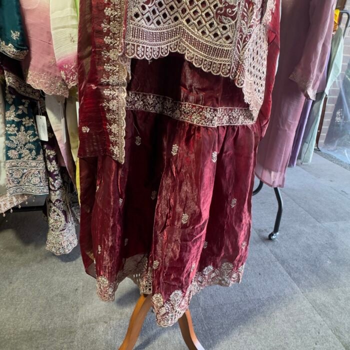 Maroon Readymade Sharara Suit - Punjabi Threads product image 4