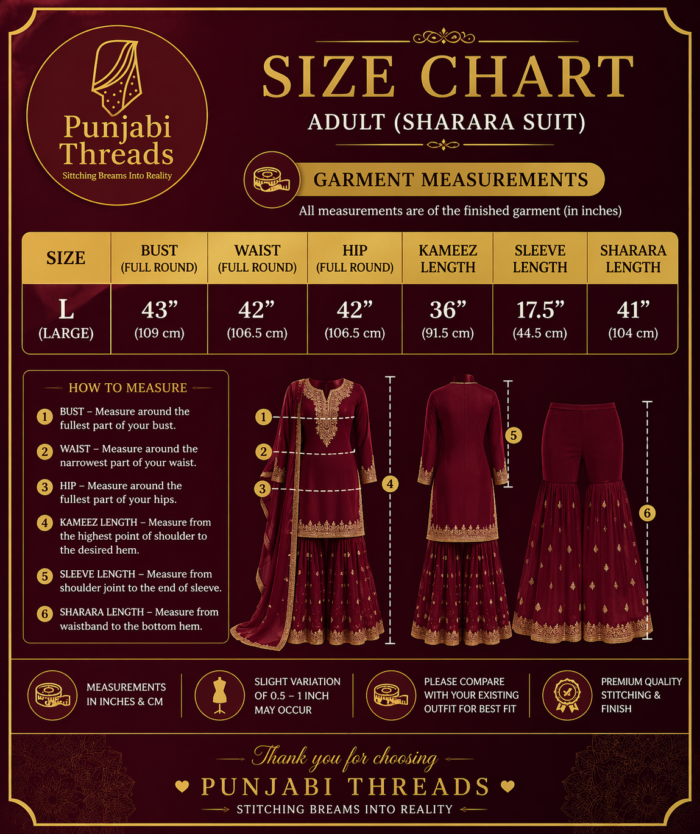 Punjabi Threads Size Chart