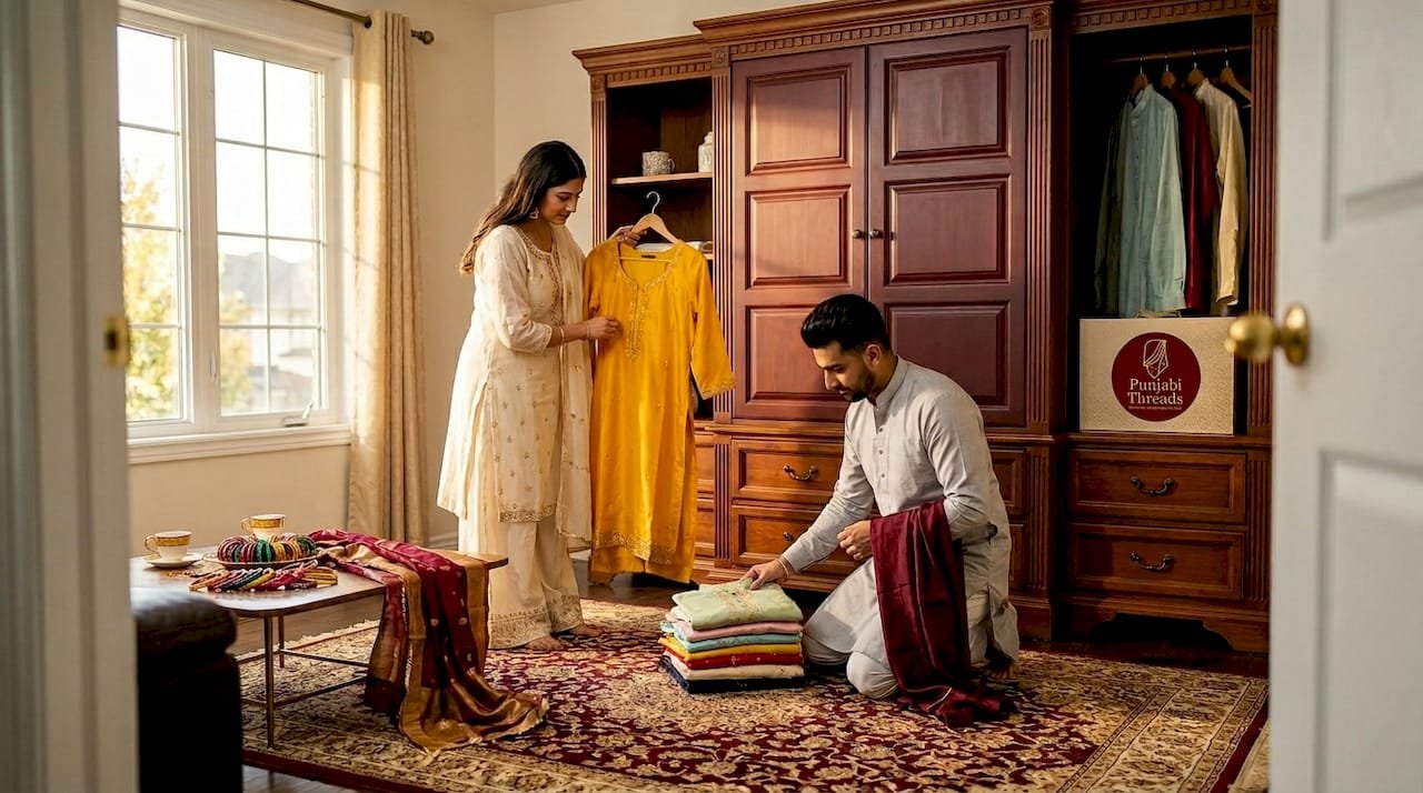 Guests choosing outfits for wedding events