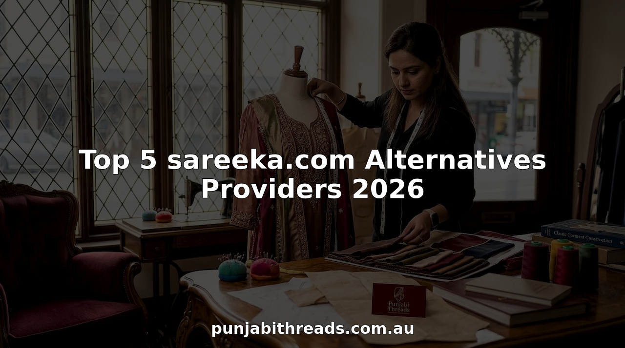 Female tailor measuring embroidered Punjabi suit in boutique