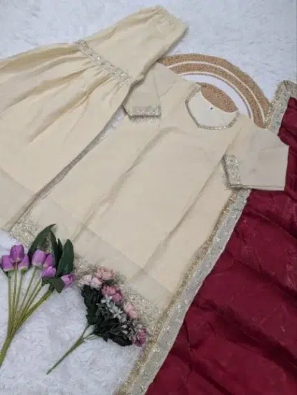 Cream Sharara Suit - Punjabi Threads product image 2