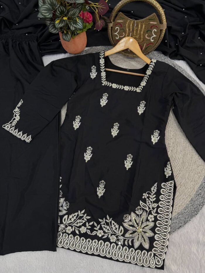 Embroidered Black Readymade Dress - Punjabi Threads product image 2
