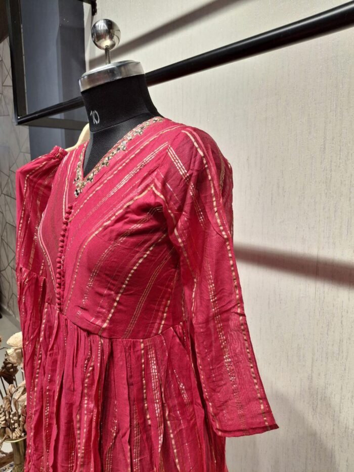 Fuchsia Gold Anarkali Dress - Punjabi Threads product image 3