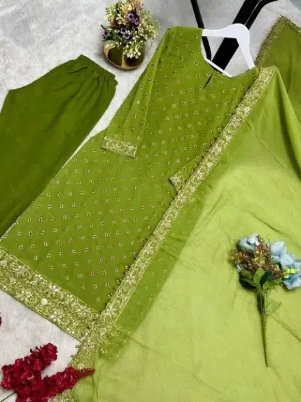 Green Readymade Dress - Punjabi Threads product image 2