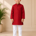 Kids Red Kurta Pajama Set - Punjabi Threads product image 1