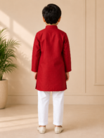 Kids Red Kurta Pajama Set - Punjabi Threads product image 2