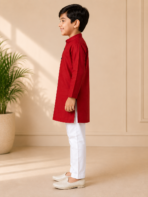 Kids Red Kurta Pajama Set - Punjabi Threads product image 3