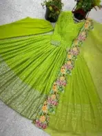 Lime Green Anarkali Dress - Punjabi Threads product image 2