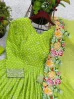 Lime Green Anarkali Dress - Punjabi Threads product image 3
