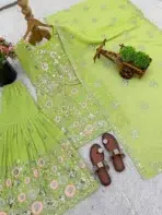 Lime Green Sharara Suit - Punjabi Threads product image 1