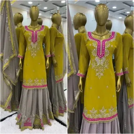 Lime Green Sharara Suit - Punjabi Threads product image 2