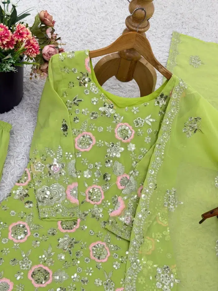 Lime Green Sharara Suit - Punjabi Threads product image 3