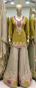 Lime Green Sharara Suit - Punjabi Threads product image 4