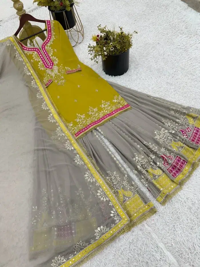 Lime Green Sharara Suit - Punjabi Threads product image 7