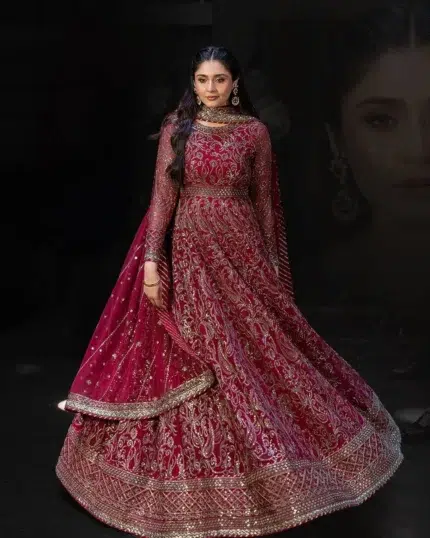 Maroon Anarkali Readymade Dress - Punjabi Threads product image 1
