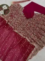 Maroon Anarkali Readymade Dress - Punjabi Threads product image 3