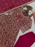 Maroon Anarkali Readymade Dress - Punjabi Threads product image 10