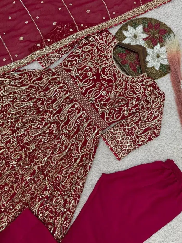 Maroon Anarkali Readymade Dress - Punjabi Threads product image 8