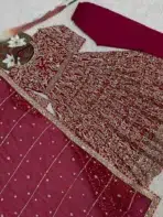Maroon Anarkali Readymade Dress - Punjabi Threads product image 9