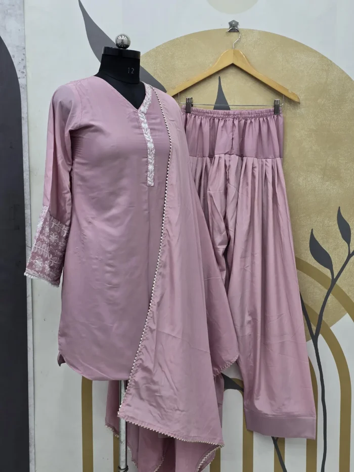 Mauve Pink Readymade Dress - Punjabi Threads product image 6
