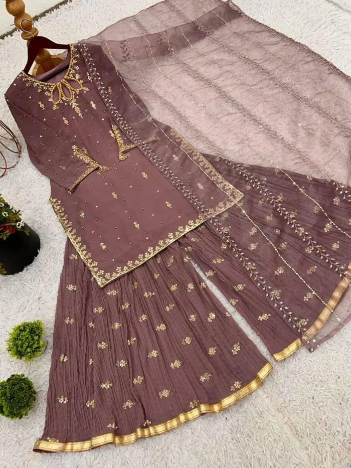 Mauve Sharara Suit - Punjabi Threads product image 5