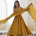 Mustard Yellow Anarkali Suit - Punjabi Threads product image 1