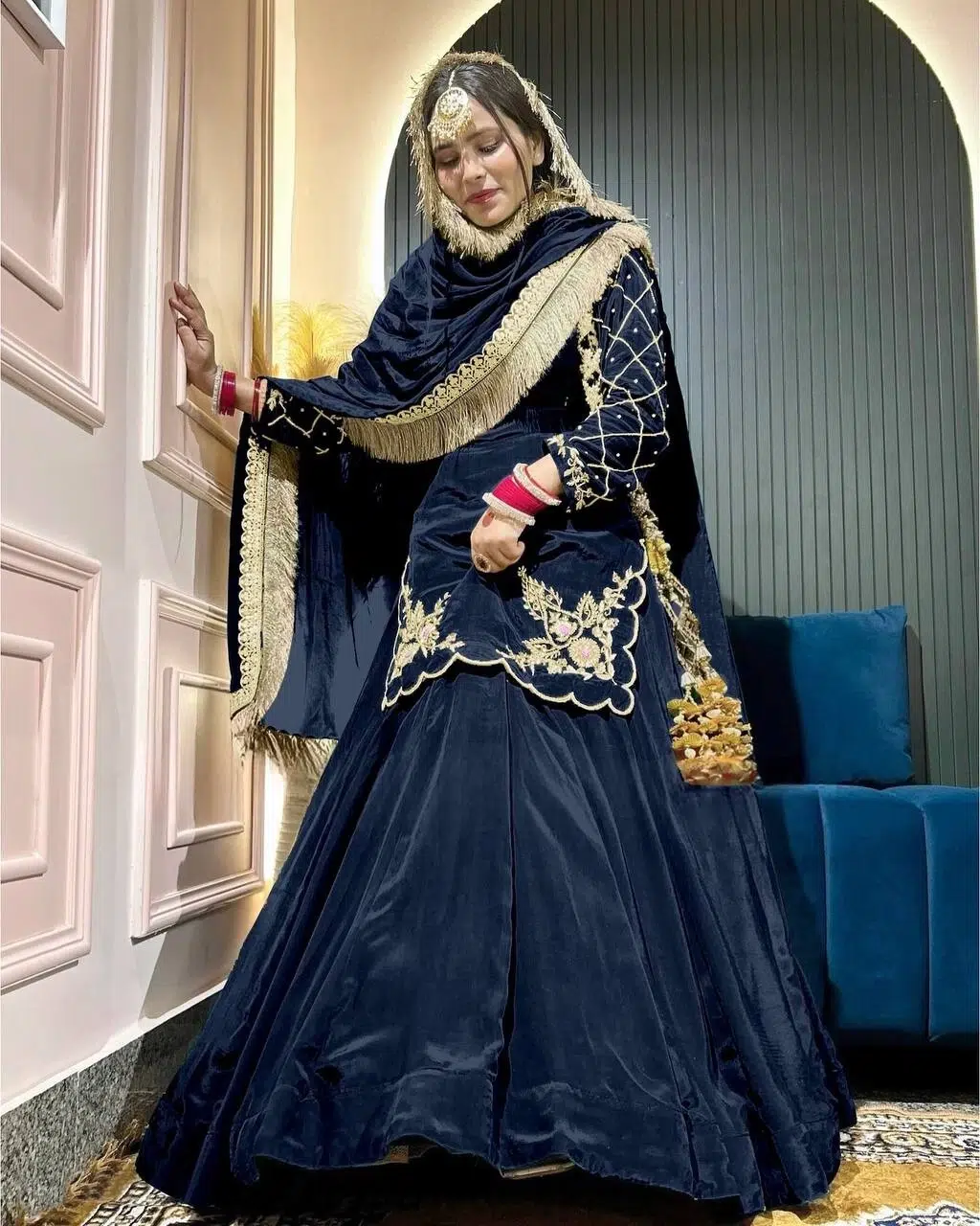 Navy Blue Designer Sharara Suit image 1 Navy Blue Designer Sharara Suit - Punjabi Threads product image 1