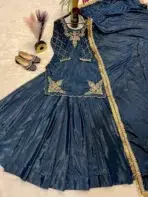 Navy Blue Designer Sharara Suit - Punjabi Threads product image 3