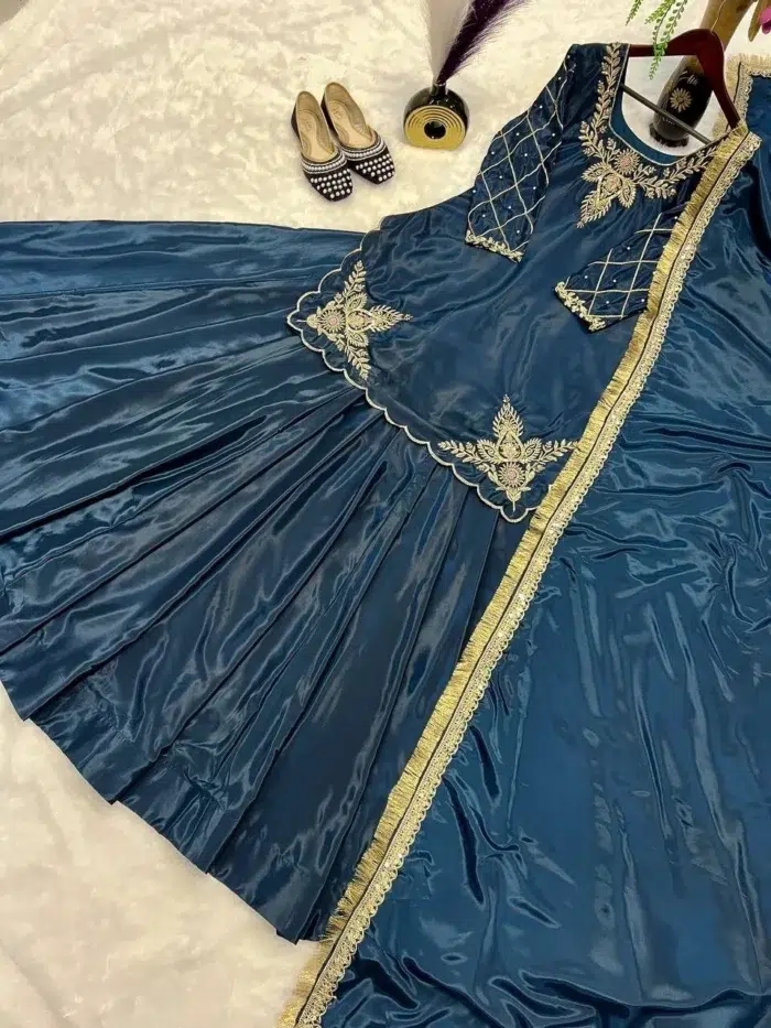 Navy Blue Designer Sharara Suit - Punjabi Threads product image 4