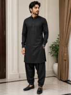 Pakistani Salwar Kameez Black - Punjabi Threads product image 1