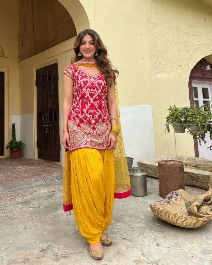 Pink and Yellow Patiala Suit - Punjabi Threads product image 3
