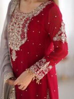 Red Heavy Embroidered Pakistani Suit Set - Punjabi Threads product image 6